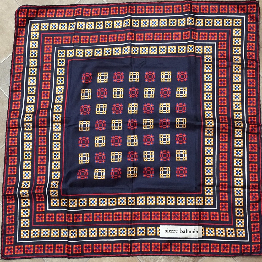 Vintage Pierre Balmain square scarf, 100% silk